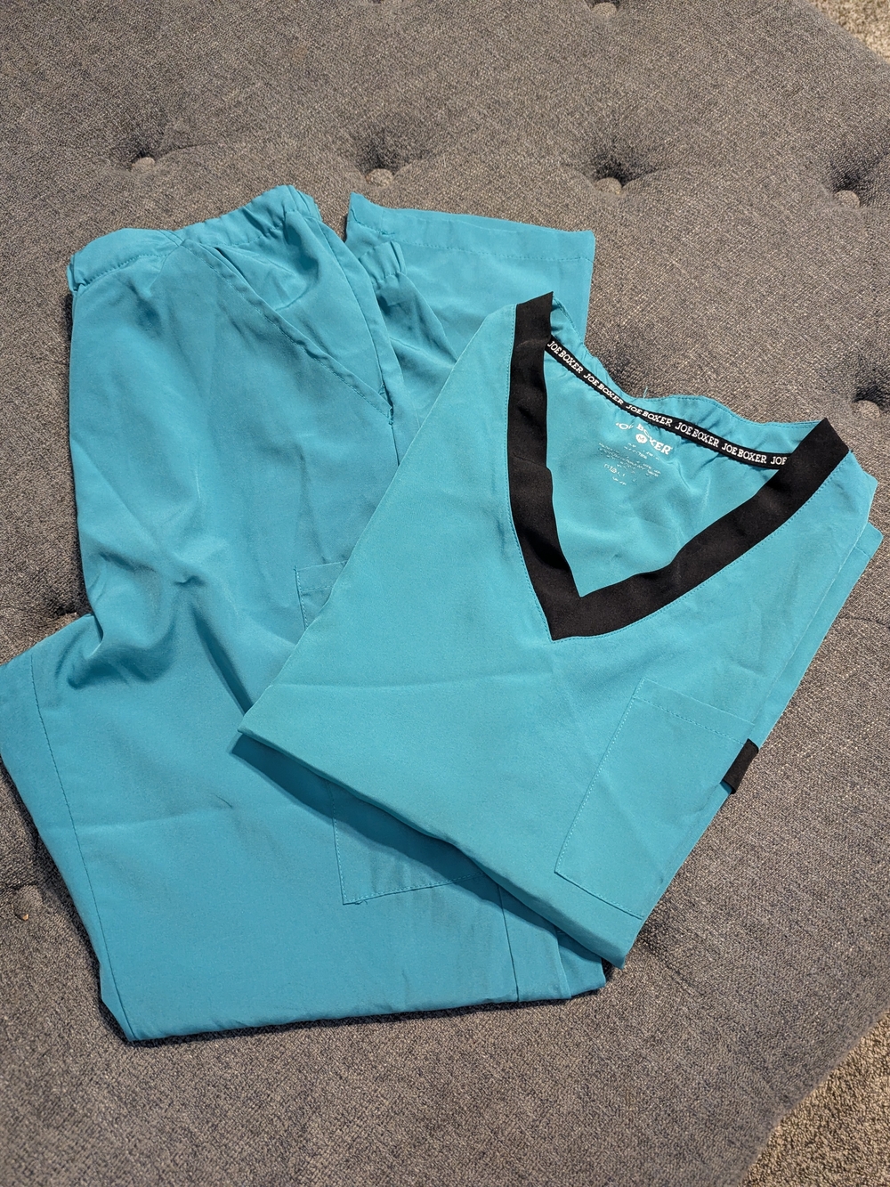 Joe Boxer Turquoise Scrub Jumpsuit with Black V-Neck Trim